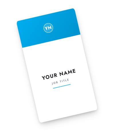 Vertical business card template with cyan header band