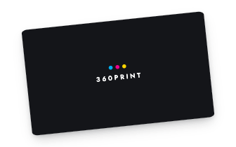 360Print mini card with CMYK dots
